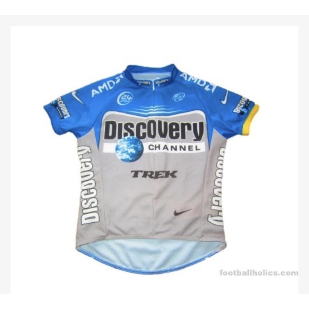 VINTAGE Nike Dri-FIT Cycling Jersey Mens XL Blue Discovery Channel Trek 1/4 Zip